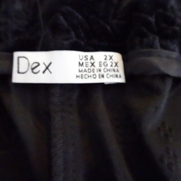 Dex Plus Velvet Pants Women's Plus Size 2X Black Paisley Textured - Picture 9 of 11